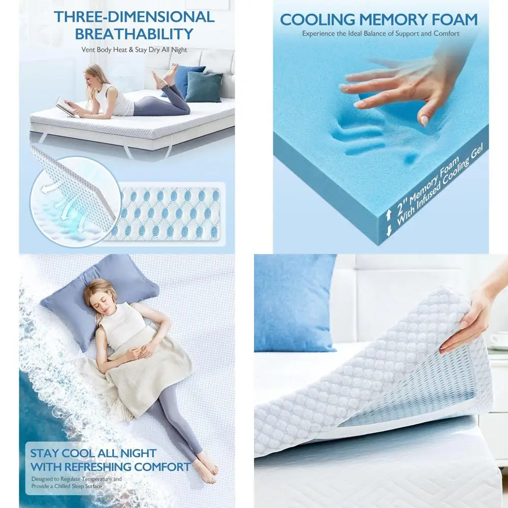 

Матрасный наматрасник из пены с эффектом памяти с двойным охлаждающим действием, обеспечивающий максимальное облегчение нагрузки, с толстым слоем наполнителя, охлаждающей поверхностью и регулируемыми ремнями - Сертификат Certi-US