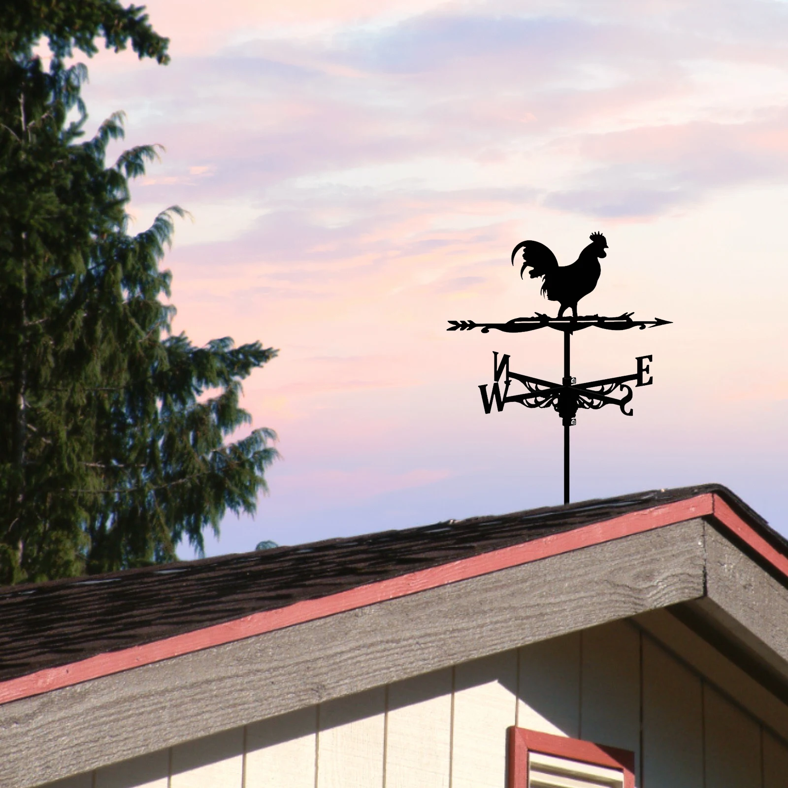 Stainless Steel Weathervane Roof Mount Iron Weather Vane Rooster Wind Vane for Farmhouse Courtyard Garden Decor