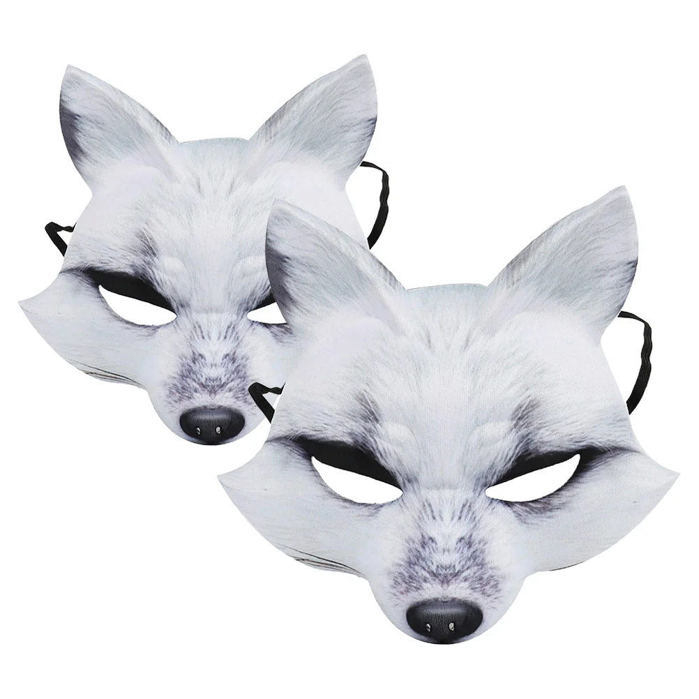 2 Pcs Halloween Mask Party Accessories Makeup Costume Props Animal Fox Cosplay Foxy Eva White Masquerade
