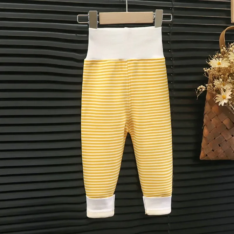 Newborn Infant Pants Thicken Keep Warm in Winter Baby Clothes Bebe Boy Girl Striped Leggings Kids Unisex Trousers