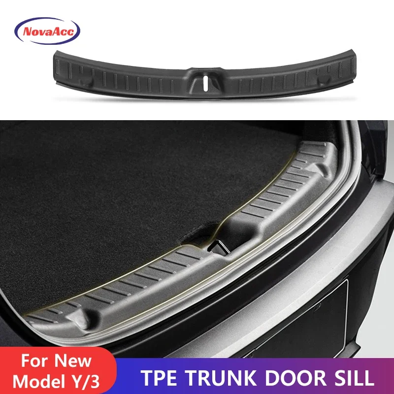 

Накладка на порог багажника из ТПЭ для Tesla Model Y Juniper 2025 Model 3 Highland 2024 2025 Защита заднего бампера Износостойкая полоса