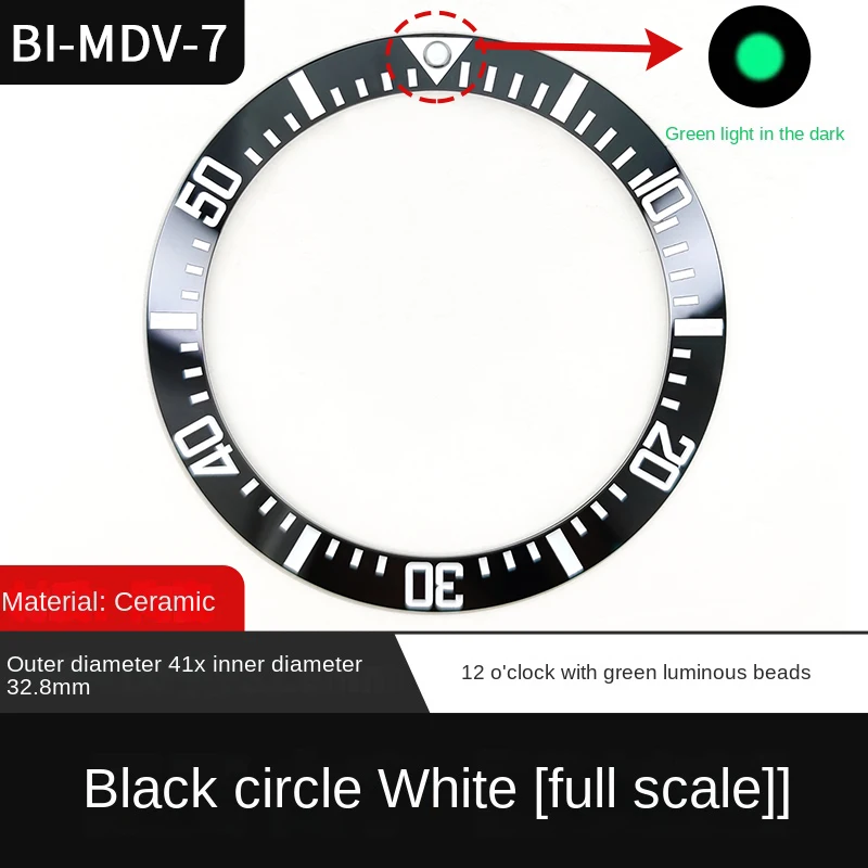 For CASIO MDV-106 Sloped Ceramic Bezel Insert 12H Pearl-Marker MDV106 Duro/Marlin Dive Watch 41x32.8mm Upgrade Insert Repair Mod image 3