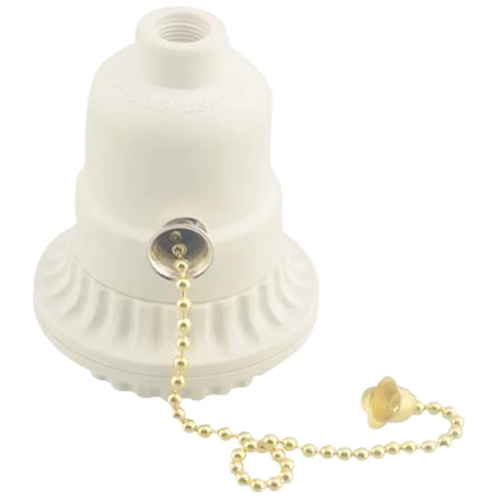 3 Pack E27 LED Lamp Holder Featuring Zipper Pull Chain Switch Designed for E26 Base Fixtures Bakelite Material