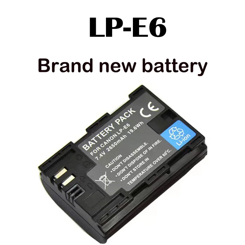 2650mAh Li-ion LP-E6 LP-E6N Battery/ Charger for Canon EOS 6D 7D 5D Mark II III IV 5D 60D 60Da 70D 80D 90D 5DS R5 R6 XC10 XC15