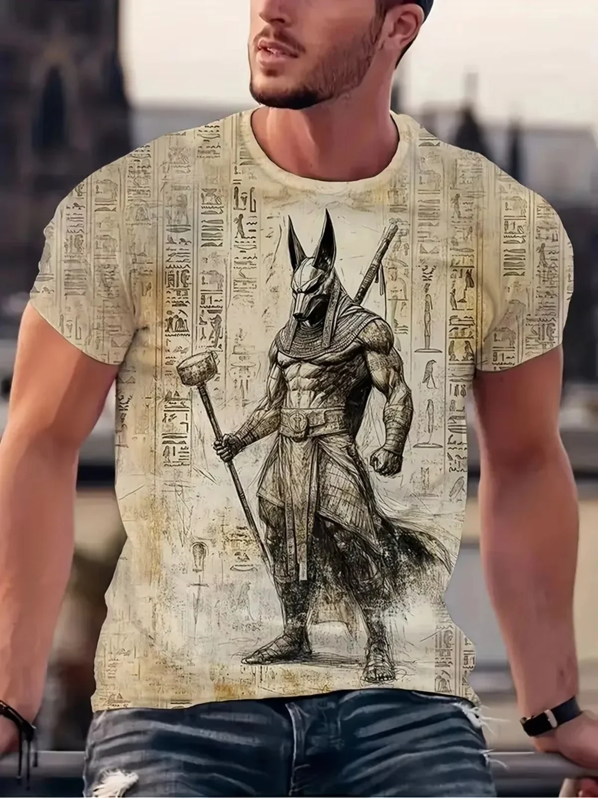 Ancient Egypt T-Shirts Anubis Pattern 3D Print Men Women Casual Short Sleeve T Shirt Harajuku Y2K Tops