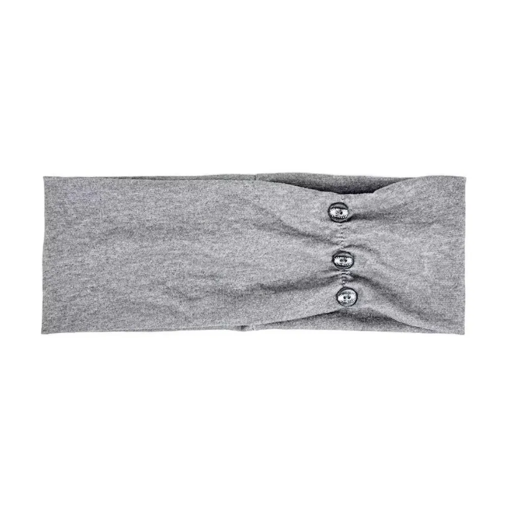 Vintage Elastic Wide Button Headband Soft Pleated Women Headband Outdoor Travel Head Wrap Sport Hair Accessories