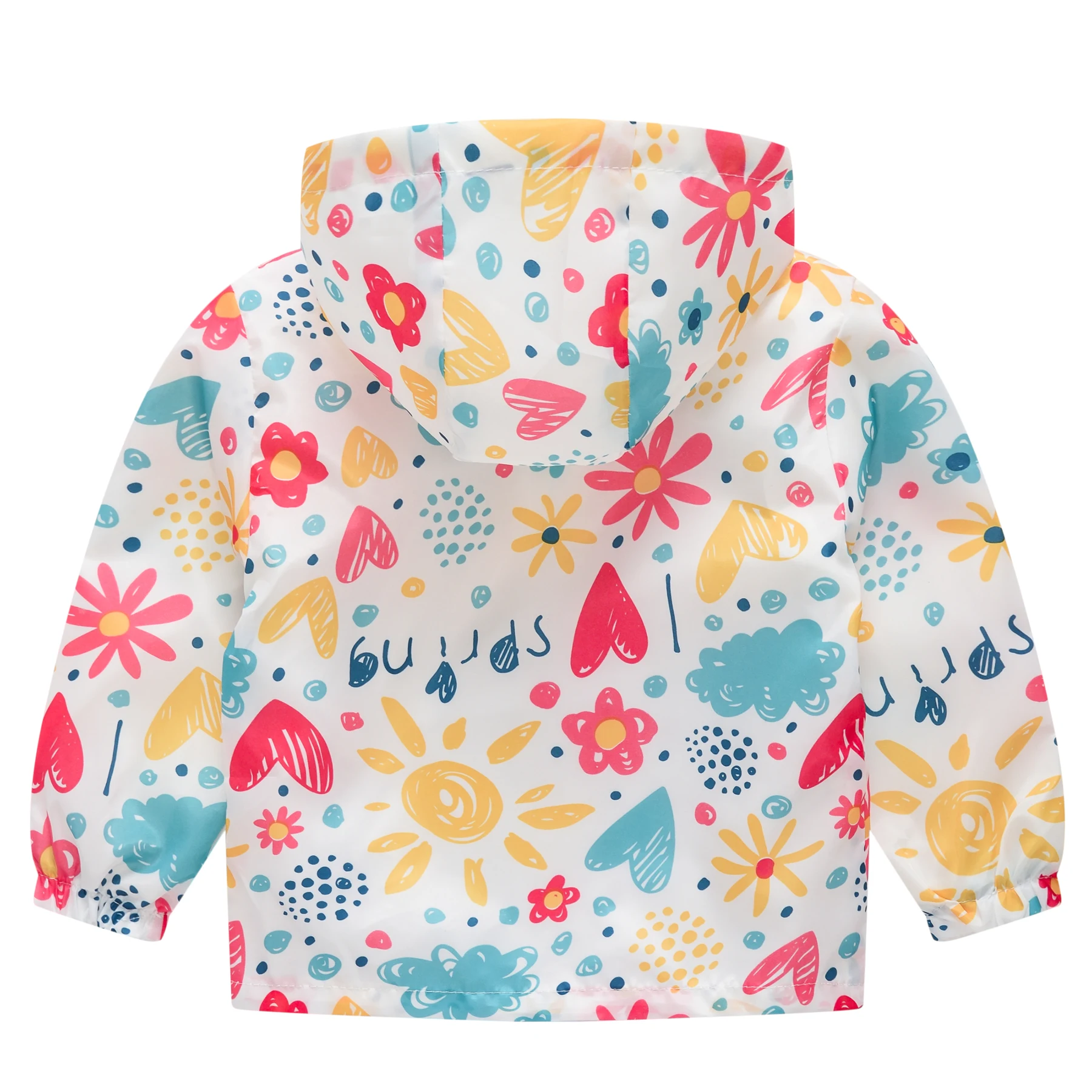 Girls Windproof Hooded Jacket Butterfly Graphic Zipper Coat Kids Spring Clothes，1-7T