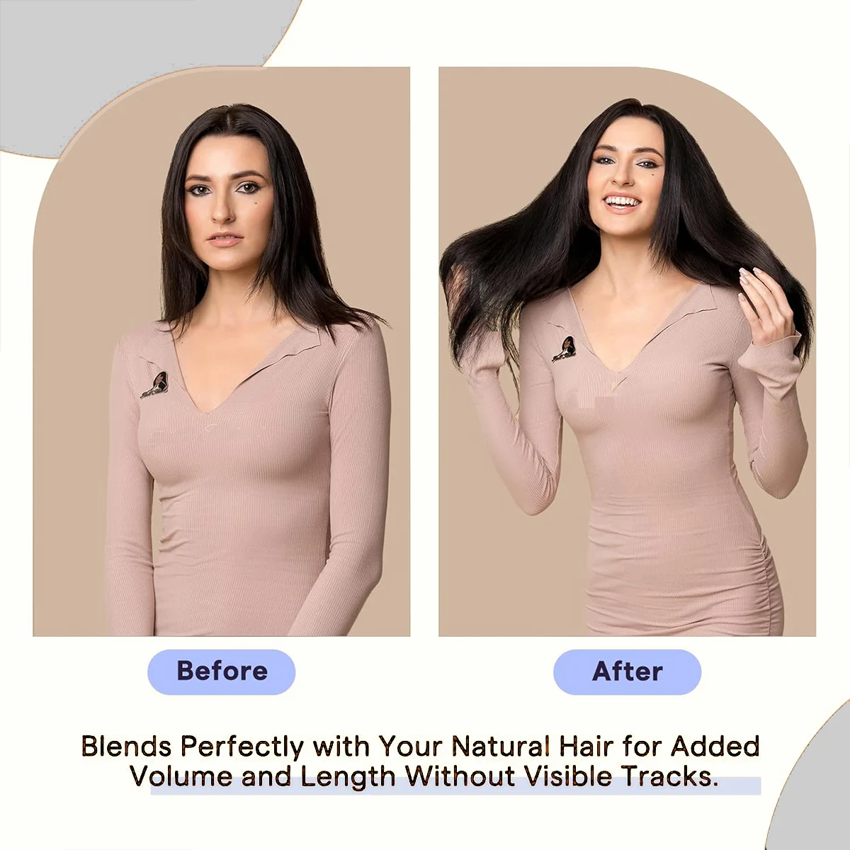 Ekstensi Rambut Tempel 100% Rambut Asli Manusia untuk Wanita Menambah Panjang dan Volume Rambut 50g 20Pcs Hitam Jet Lurus Rambut Remy