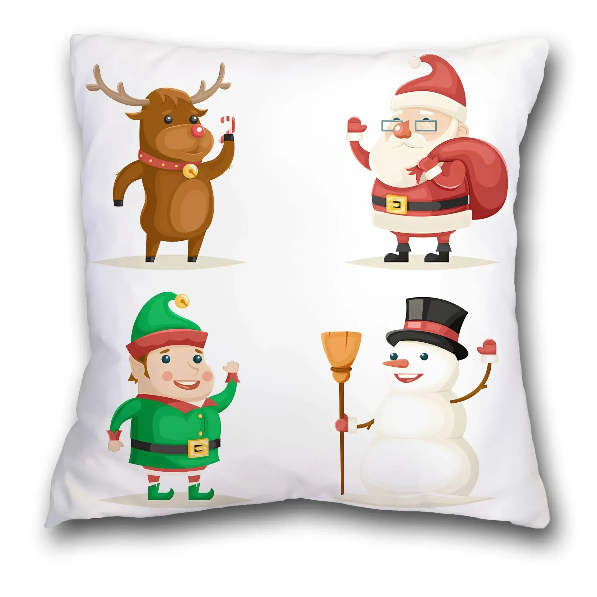 Christmas Pillow Sofa Cushion Santa Claus Home  Cover Cross-border Printed