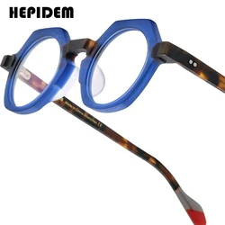 HEPIDEM Acetate Glasses Women Brand Designer Round Nerd Eyeglasses Frame New Men Thick Japanese Handmade Big Size Eyewear 9229