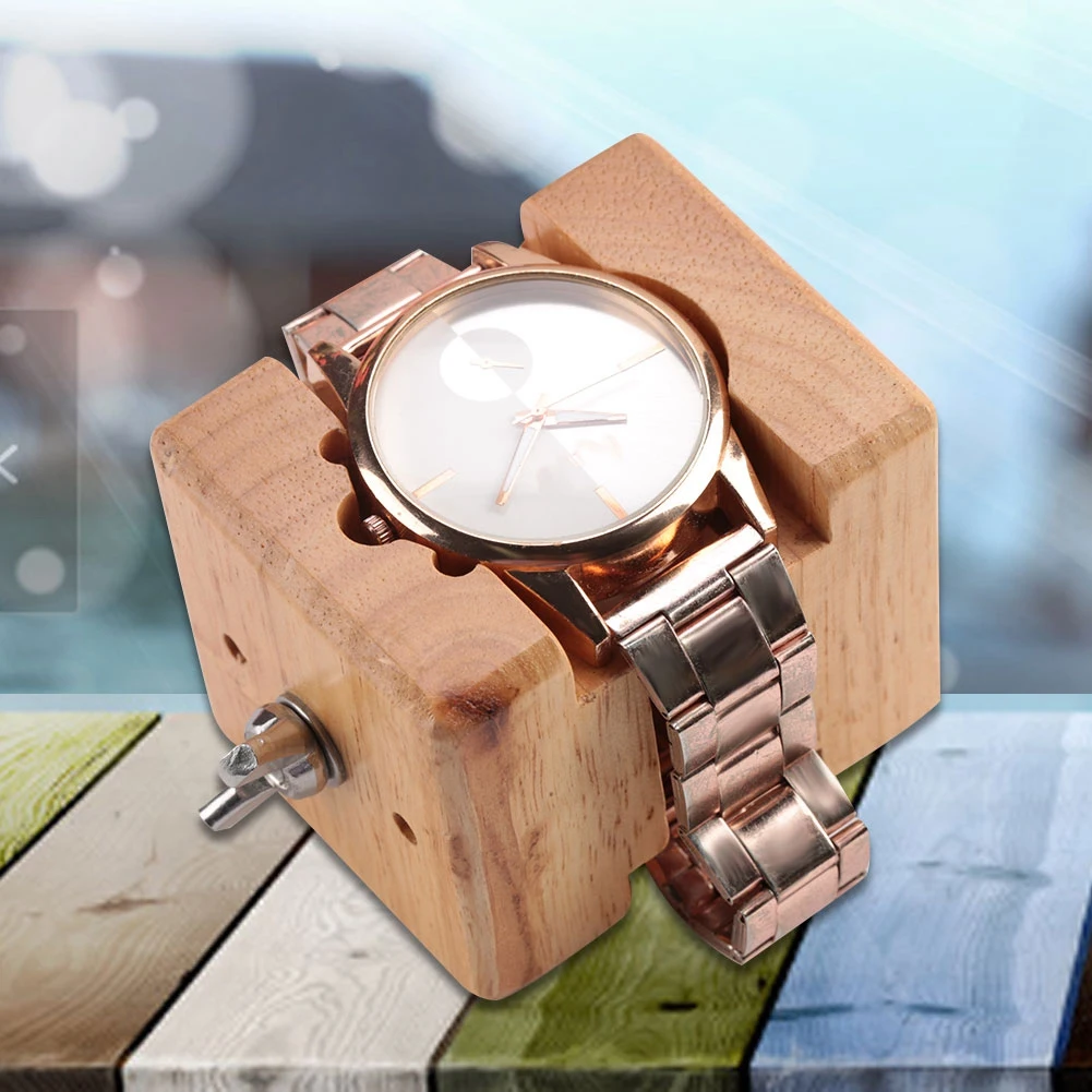 Movement Case Holder Professional Wooden Watch Case Holder Block Vise Clamp Movement Repair Watchmaker Tool Watch Movement Clamp