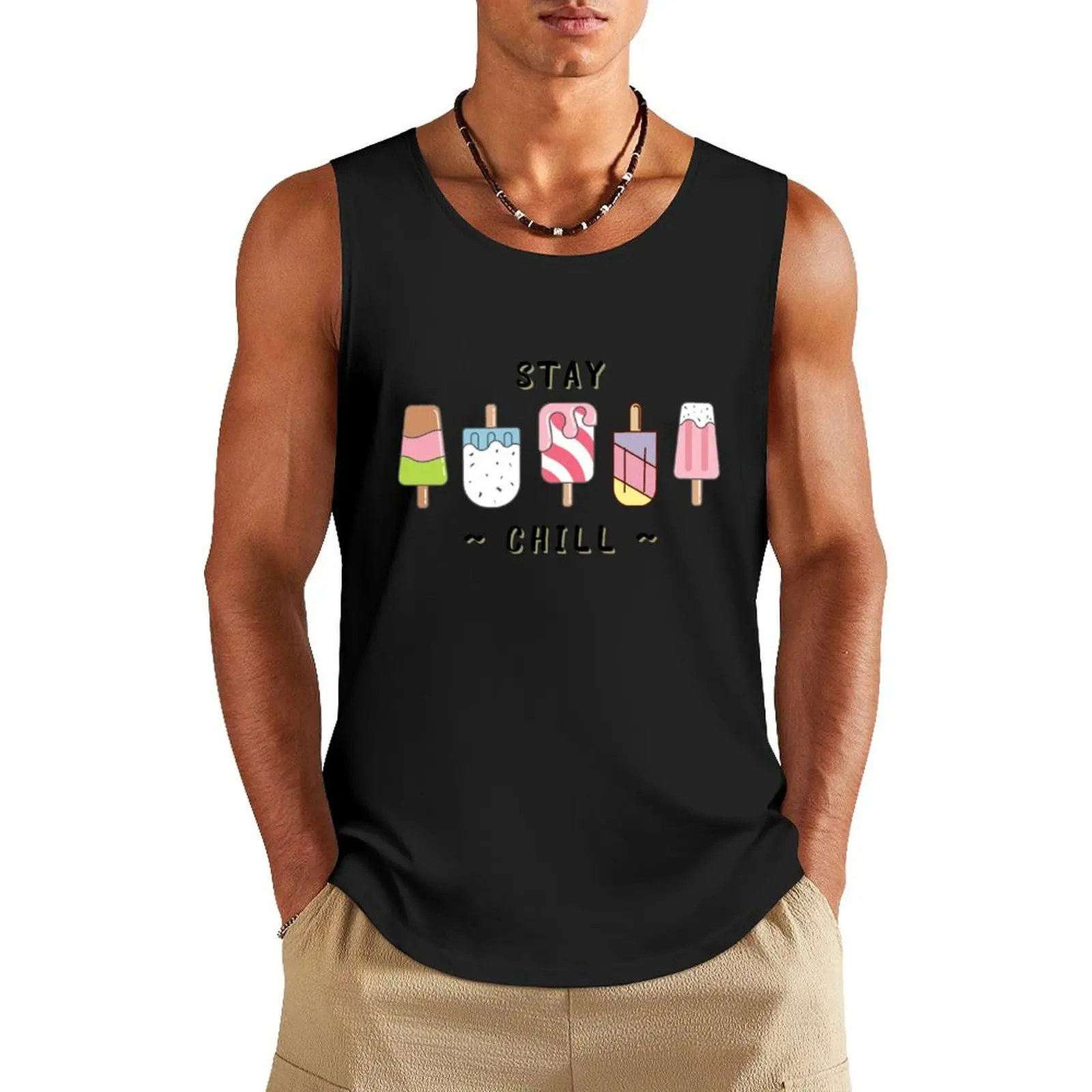 Stay Chill Popsicles Tank Top anime t-shirts summer 2024 sleeveless t-shirts for men