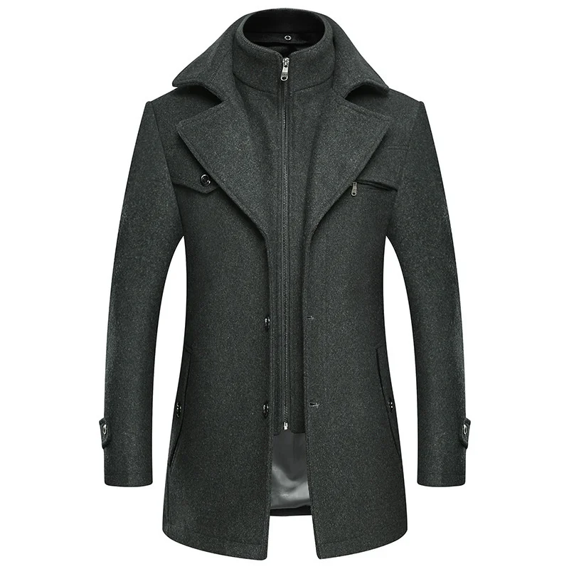 Autumn And Winter Double Collar Fashion Woolen Coat for Men Large Size Windbreaker Trench Soft Warm Wool Coat Male Clothing