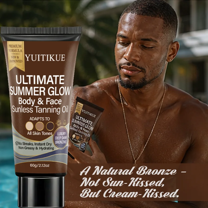 Non Greasy Hydrating Sunless Tanning Oil 60g, No Streaks Instant Dry Bronze Glow Self Tanner