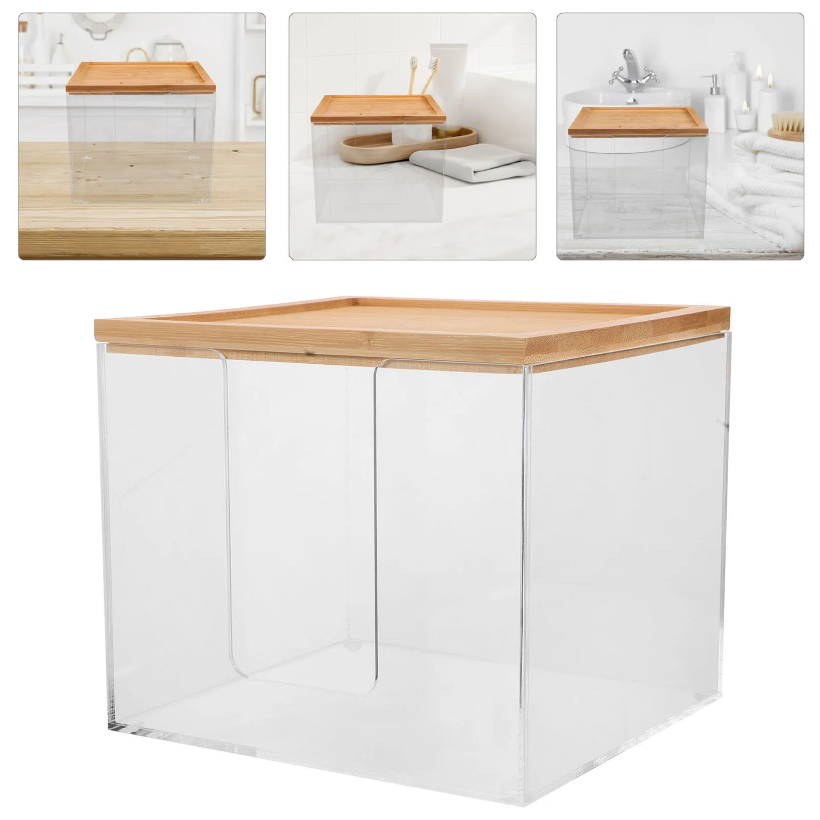 

Acrylic Tissue Box Holder Clear Storage For Facial Tissues Napkins Dryer Sheets Bathroom Desk Countertop Vanity Organizer Box