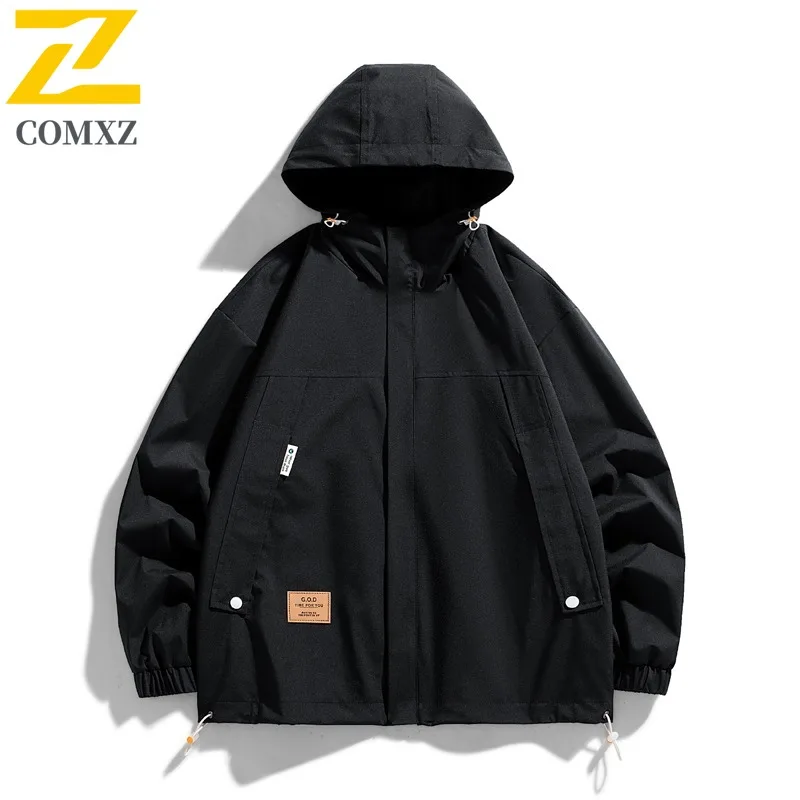 

COMXZ High Fashion New Hooded Jacket Men Trendy Outdoor Workwear Windbreaker Unisex Fashion Versatile Couple Trench Coat