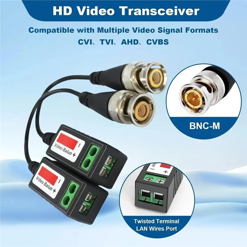 Passive Video Balun Transceiver For Mini Cctv Camera System Ground Loop Isolator Via Cat5/5E/6 Utp Cable