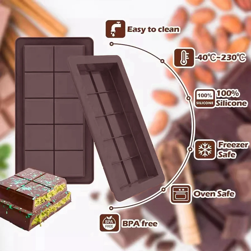 Molde para barra de Chocolate, antiadherente, reutilizable, de silicona de calidad alimentaria, molde para barra de Chocolate para Bar de Chocolate de Dubái, pistacho