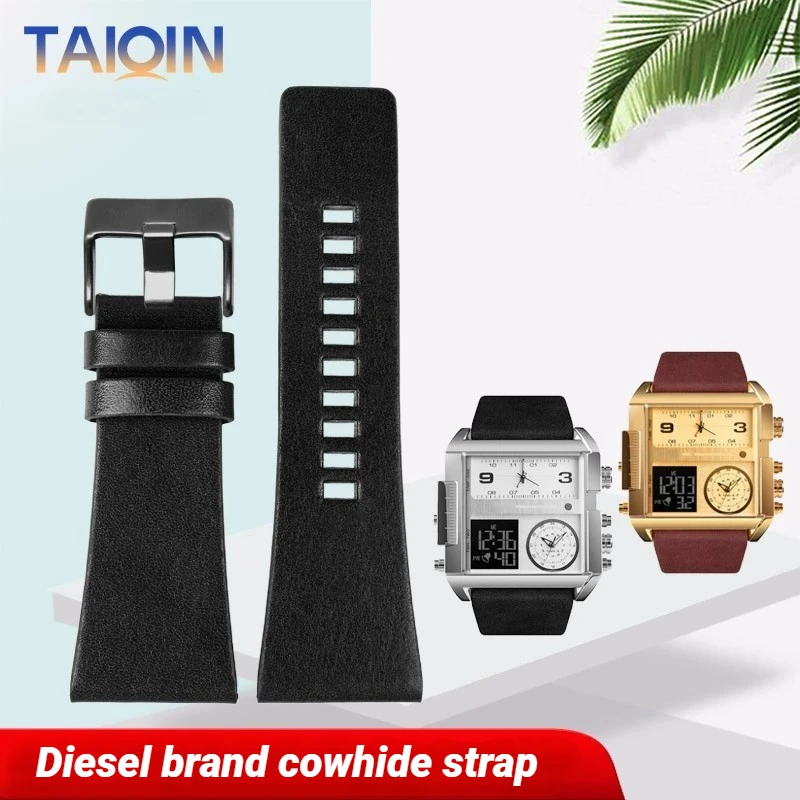 24MM 26MM 28MM 30MM 32MM Genuine Leather cowhide Watchband For Diesel DZ4344 4323 1657 DZ7406 1476 Watch Strap Men\'s Wrist Bands