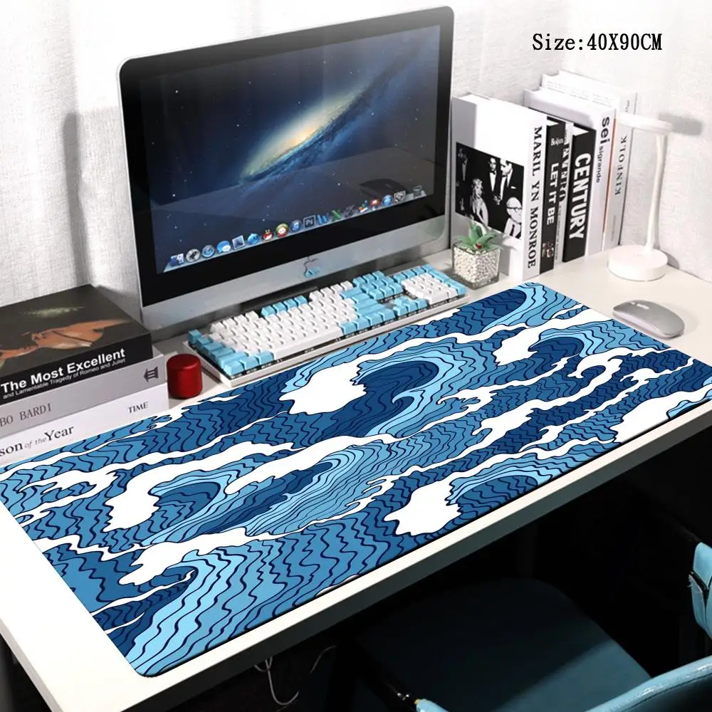 

Blue Waves Mouse Pad Gamer XL Custom Large New Mousepad XXL Desk Mats Office Carpet Natural Rubber Soft Laptop Mouse Mats