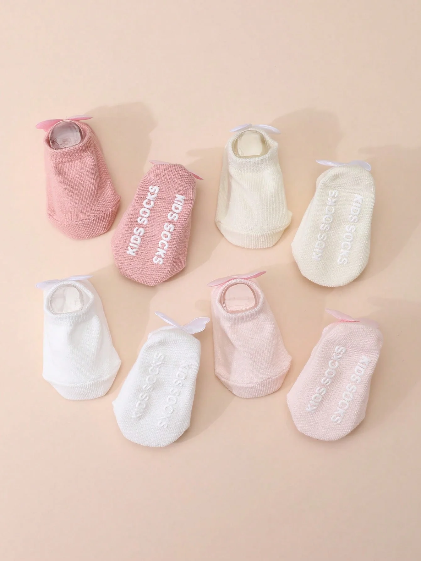 4 Pairs of Babies Cute Little Wing Decorative Short Socks Non-Slip Boat Socks Suitable for Boys and Girls Four Seasons Versatile