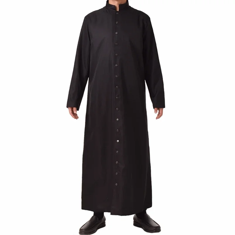 Clergy Tunic Robe Black White Catholic Church Liturgical Preacher Cassock