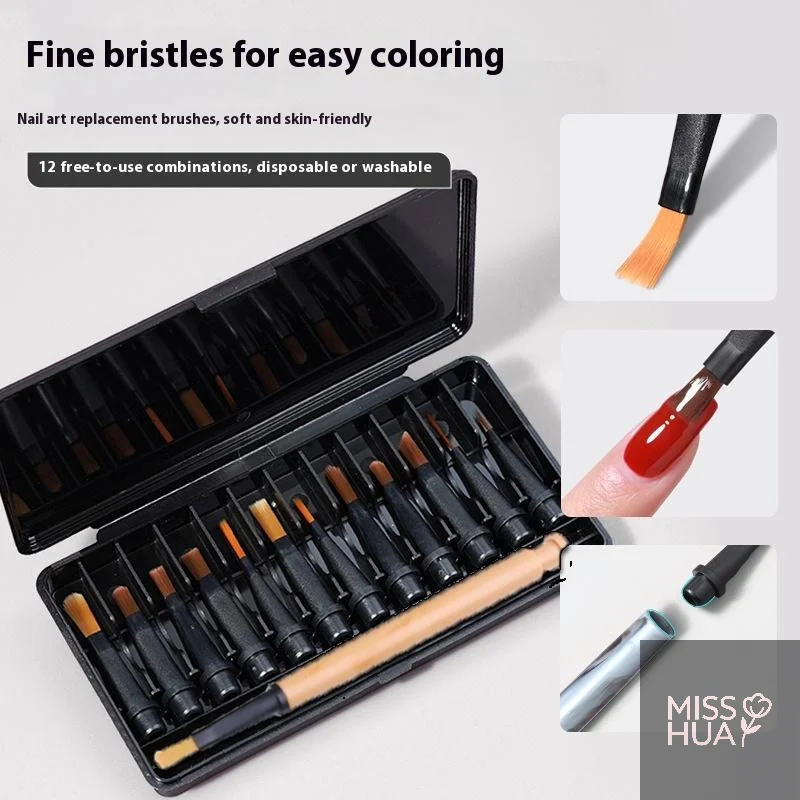 

12 шт./компл., одноразовая кисть для лака для ногтей, ручка, сменная головка, кисть для ногтей, жидкие аппликаторы, инструменты для фототерапии, маникюра