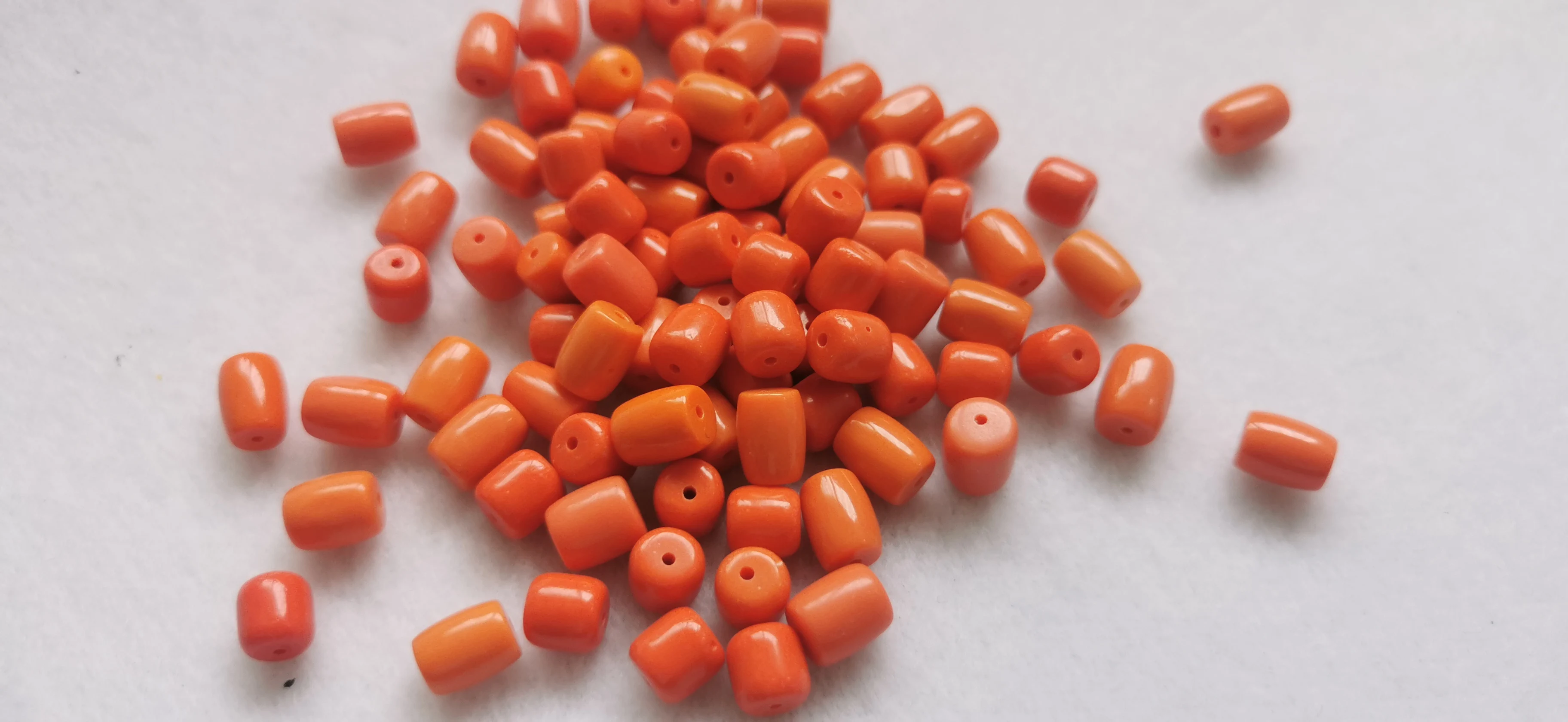 20pcs Oranger Pink Red Coral Fancy Smooth Drum barrel Shape Beads 7-9mm Spacer beads For Jewelry Making