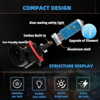 適用於豐田卡羅拉(2005-2013款)的200W超亮汽車鹵素頭燈燈泡,12V,6500K超白光。 8 最佳銷售 豐田卡羅拉改裝 - №7
