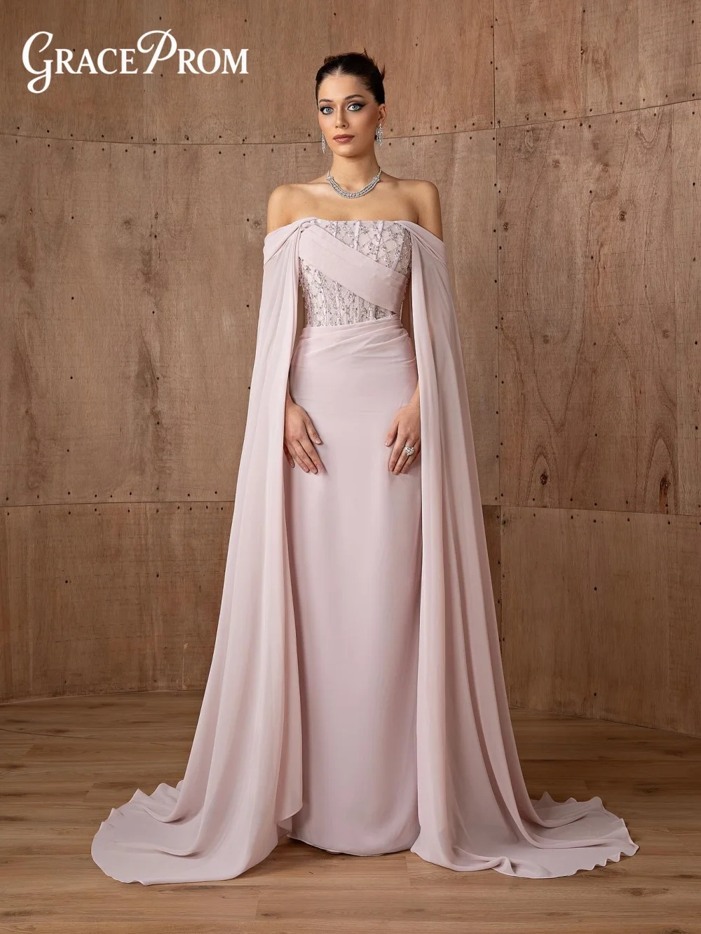 

GraceProm Luxury Strapless A-Line Mother Of The Bride Dress 2026 Formal 3D Floral Satin Floor-Length Elegant Party Gown robes de