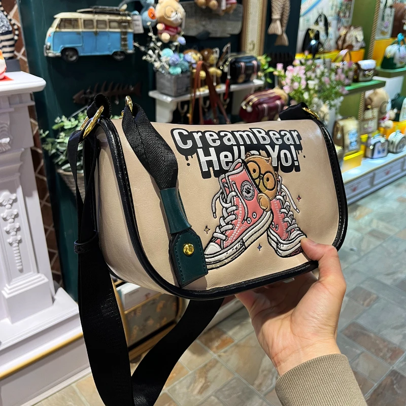 CREAM BEAR 2024 Fashion Crossbody Bags Cartoon Casual One Shoulder Bags Waist Bag High Quality Women's Dumpling Bag Chest Bag