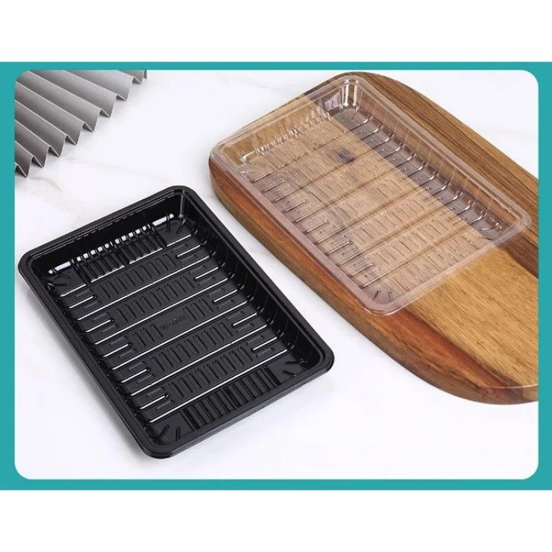 [قابل للتصرف] تخزين خضروات الفواكه السوداء القابل للتصرف، سترة اللحوم الطازجة، تخزين الأطباق السوداء الضحلة