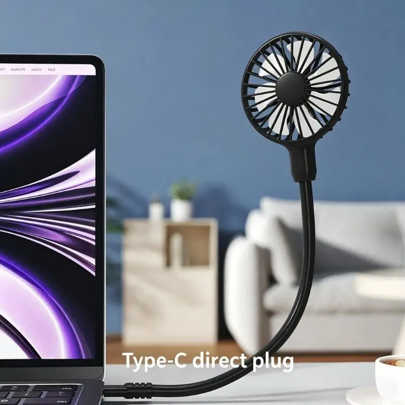 Mini Portable Type C Fan for PC Computer Plug Quiet Cooling Small Type C Fan Outdoor for Travel Camping Outdoor Home 896C
