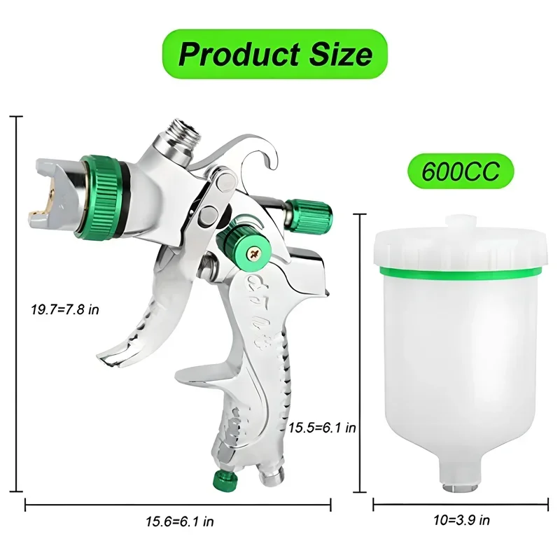 HVLP Professional Spray Gun 1.4/1.7/2.0/2.5mm Steel Nozzle Gravity Spray Gun Portable Car Paint Spray Gun DIY SprayPaint Kit