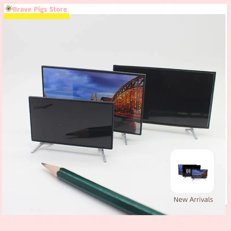 Mini Simulation TV Widget With Base Model Living Room Tabletop Decoration Gift Crafts