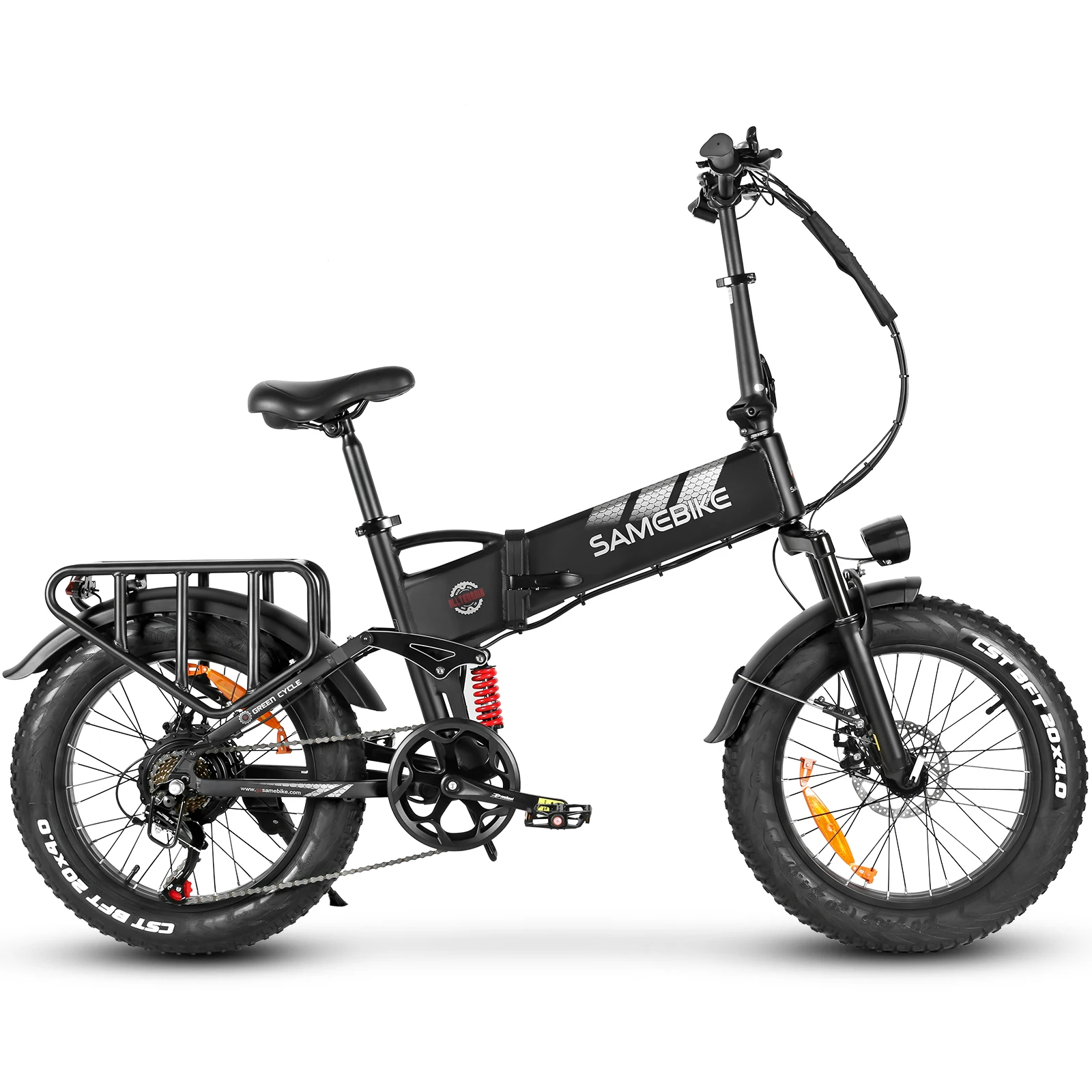 Samebike RS-A02 Pro Opvouwbare Elektrische Fiets voor Volwassenen, 20x4.0 Inch Vetband Mountainbike met 48V 15Ah Verwijderbare Batterij