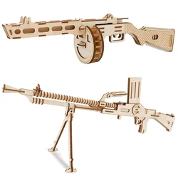 PPSH41 3D Wooden Light Machine Gun Puzzles Wood Jigsaw DIY Educational Toys For Children Boys Teens Outdoors Game Gift