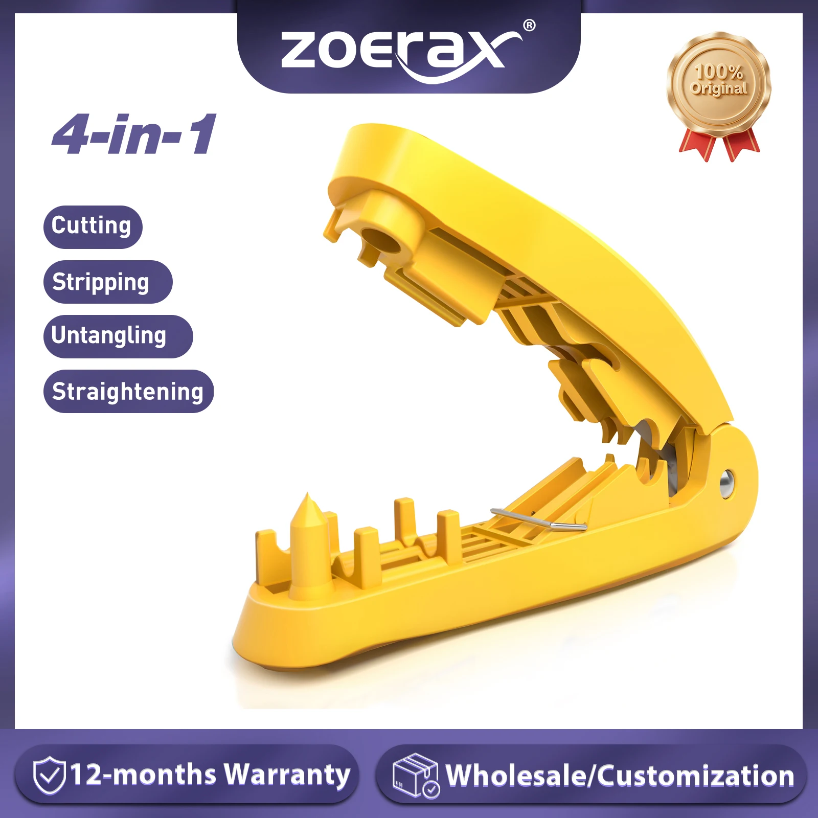 ZoeRax RJ45 ネットワークケーブルツール 4 in 1 ストリッピングツール、STP/UTPケーブル用の切断、ストリッピング、絡み解消、整列機能付き。