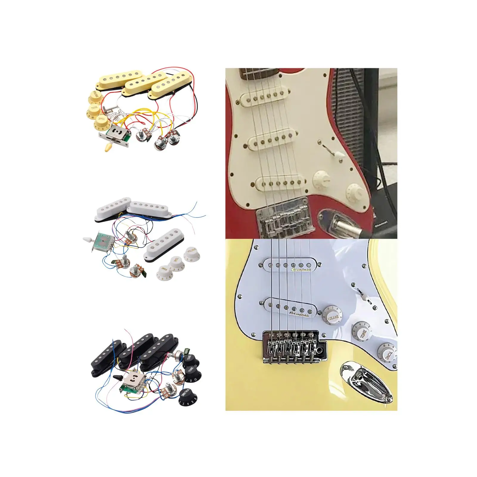 Guitar Prewired Circuit Pickup Passive Single Coil Bridge Neck Kit 250K Potentiometer for ST Electric Guitars