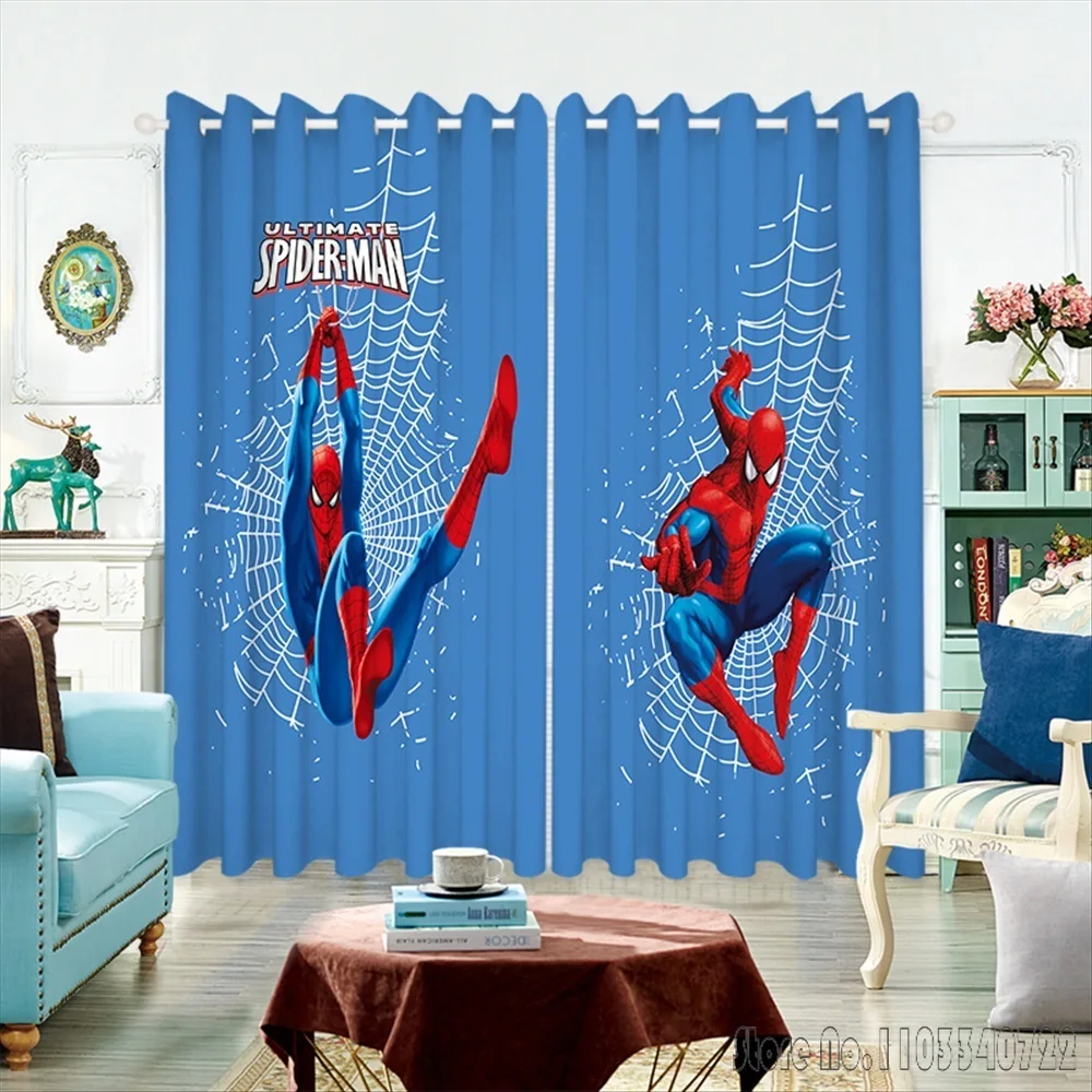 Avengers Disney Spider Web SpiderMan Window Curtain 3D Print Blackout Curtains Living Room Bedroom Decor Custom Kids Gift