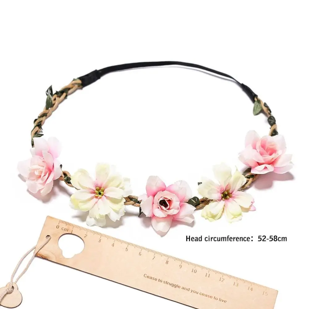 Handmade Flower Crown Simulated Flower Braided Wreath Flower Headbands Sweet Wind Flowers Elegant Design - view 6