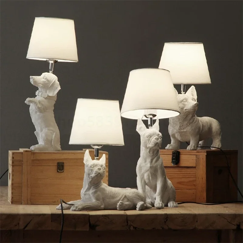 Imagem -05 - Nordic Animal Filhote de Cachorro Led Candeeiros Mesa para Sala Estar Moderna Criativo Decorativo Quarto Lâmpada Luminárias Industriais Luminária