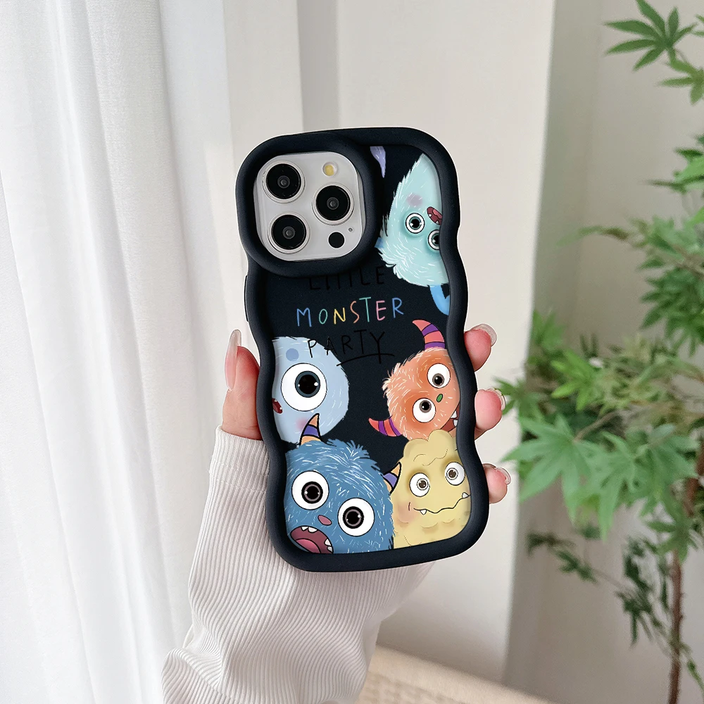 Funny Cartoon Monster Phone Case for IPhone 15 14 13 12 11 Pro Max XR XS X 7 8 Plus SE20 Candy Color Soft TPU Back Cover