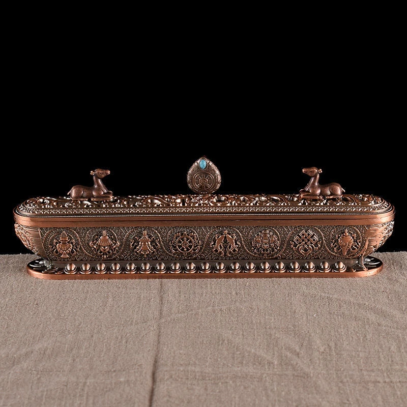 Sanskrit Incense Stick Burner Alloy Incense burner Indoor Golden Meditation Engraving Temples Smoke