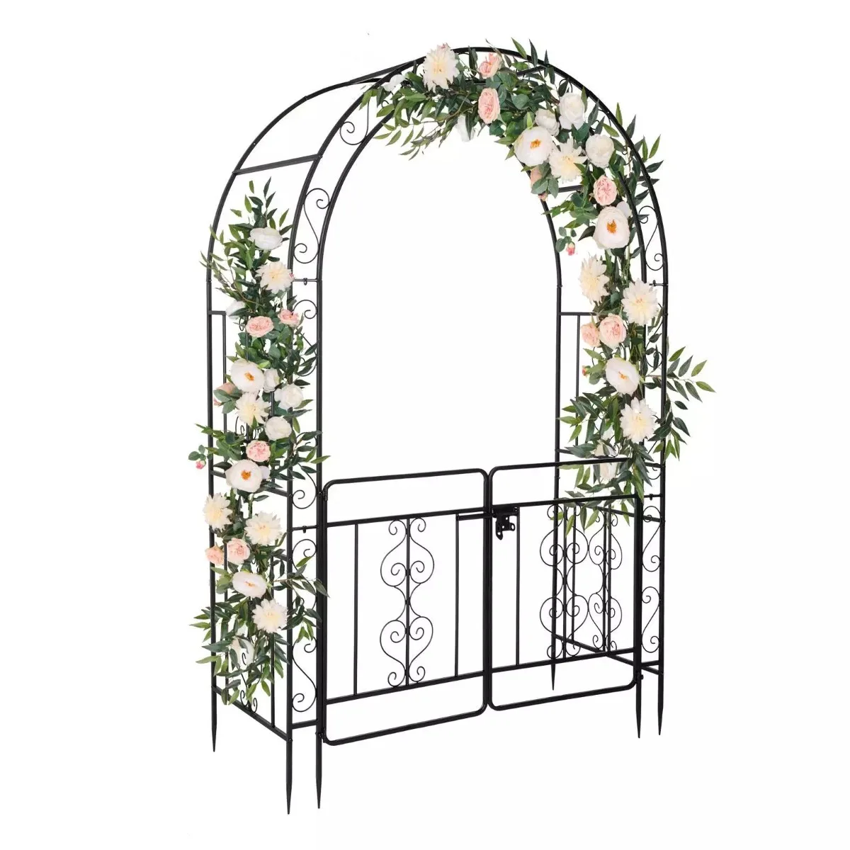 

Metal garden Arch with door tree stand Elegant wedding climbing plant stand 7 feet