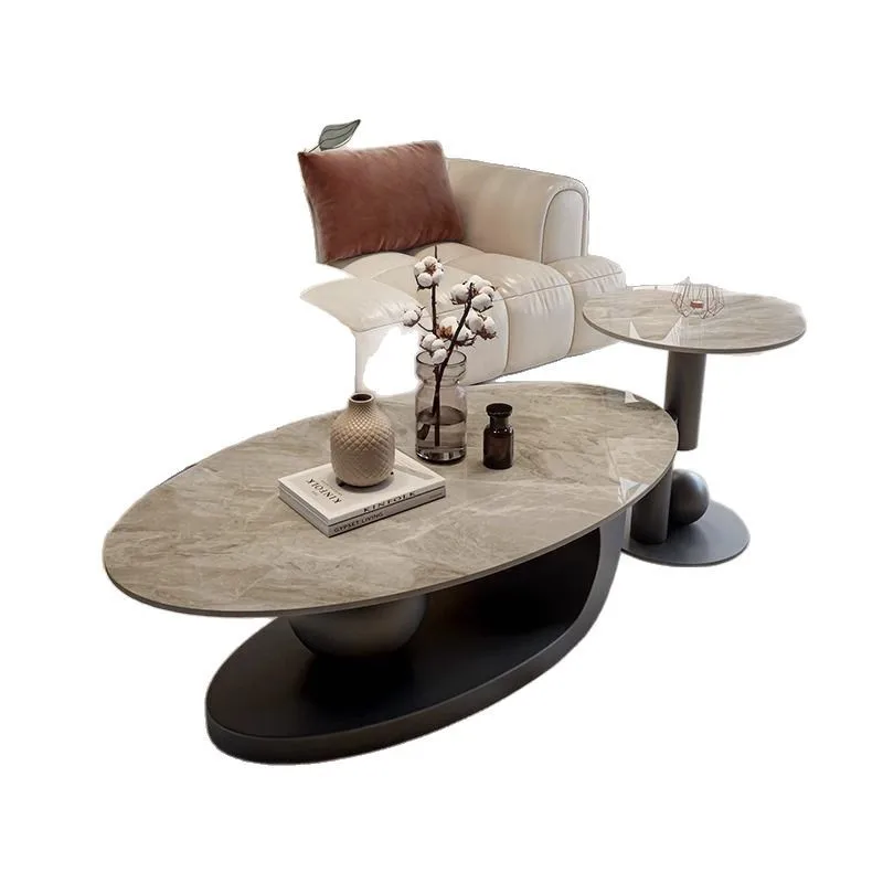 

Creative oval coffee table light luxury modern living room home minimalist advanced combination
