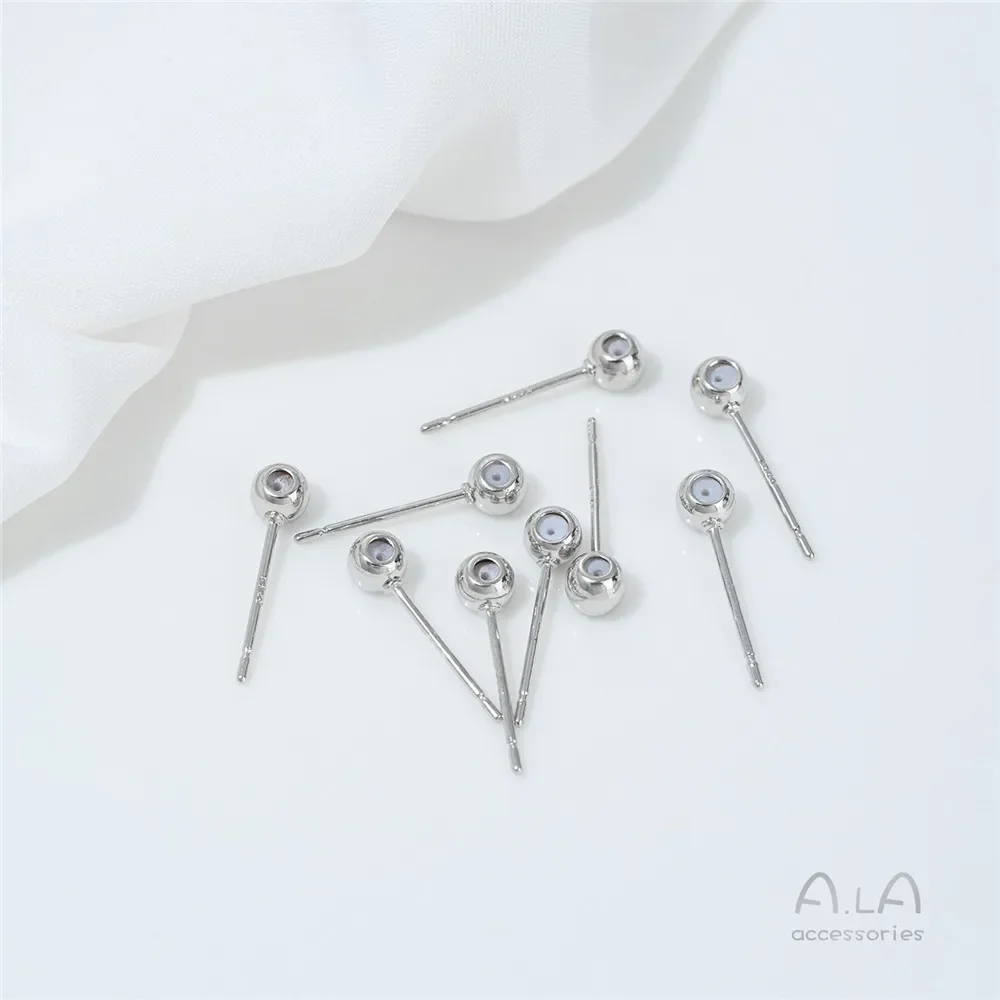 R620 14K Genuine Gold, White Gold, Silicone, Adjustable Ear Studs, Silver Needles, Diy Handmade Earrings, Accessories, Materials