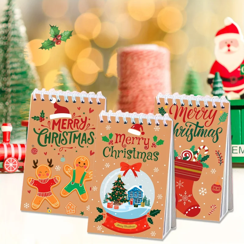 16 ensemble sur le thème de noël 8 stylos rétractables de noël + 8 crayons à spirale en cuir de noël stylo d'écriture de vacances arbre de noël San