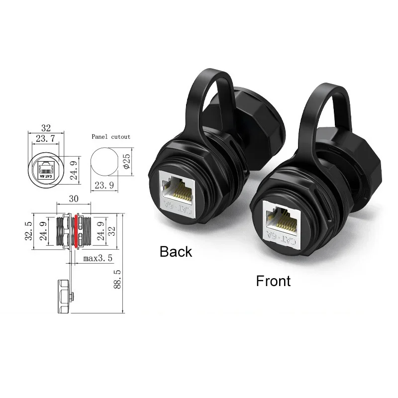 Waterproof Cat6A RJ45 Network Connector IP67 Circular M21/M25 Shielded rj45 Plug Panel Socket industrial Ethernet Bridge Joint