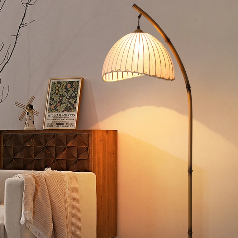 Imagem -03 - Lâmpada de Assoalho de Bambu Japonês Luz Rural Retro Handmade Tecido Pole Lamp Stand Decoração Atmosfera Sala Quarto e Homestay